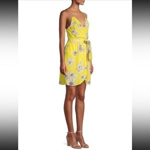 NEW Alice + Olivia Yellow Floral Wrap Mini Dress